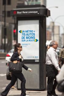 Une campagne publicitaire qui
rappelle au public l’impact du
transport collectif sur
l’environnement.