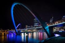 Figure 8 - Opening of the bridge in 2016 was celebrated with a light and water display that illuminated the arches against the night sky