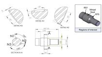 CAD drawing of reference sample 1 showing details of the machined EDM notches