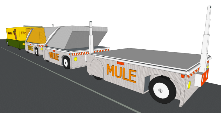 Figure1 - Various self-driving logistics platforms, including loading cranes and moving pick-up stations