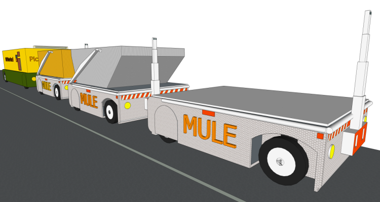 Figure1 - Various self-driving logistics platforms, including loading cranes and moving pick-up stations